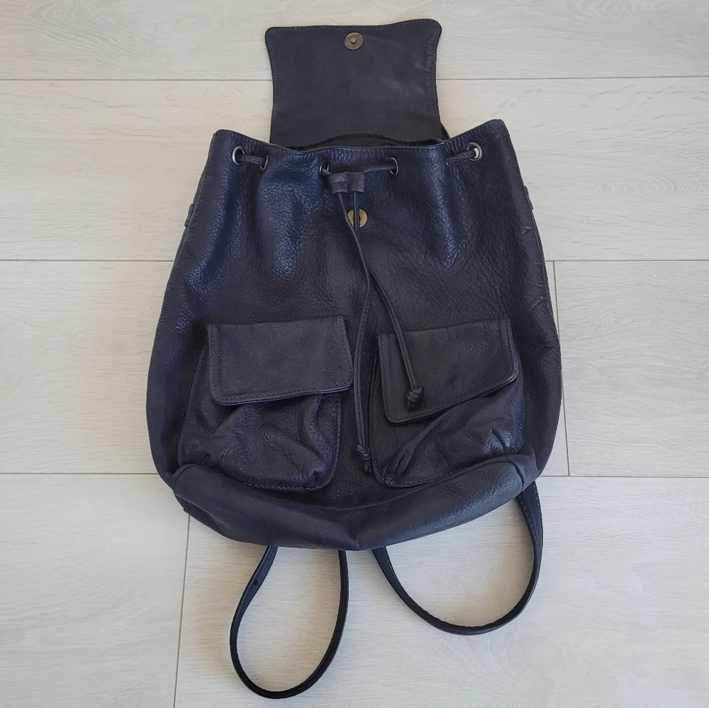 Authentic Soft Italian Leather Drawstring Backpack - Picture 13 of 15